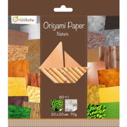 Pacchetto di 60 Fogli Origami 20 x 20 cm 70 g e Un Foglio di Adesivi Inclusi, Natura