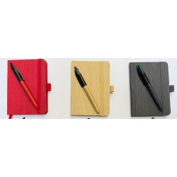 Notebook A6 Tinta Unita Effetto legno 90fg Bianchi + Penna Bic 4 Colori