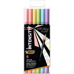 Astuccio 6 Brush Doppia Punta Set Pastel Bic Intensity