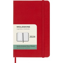 Moleskine Agenda Settimanale 2024 con Layout Orizzontale Copertina Morbida 13 x 21 cm Colore Rosso