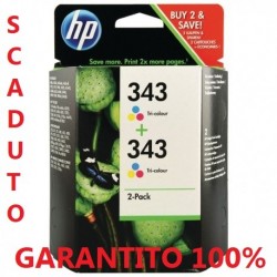 CARTUCCIA ORIGINALE HP 343+HP 343 COLORE TWINPACK CB332EE SCADUTO GARANTITO 100%