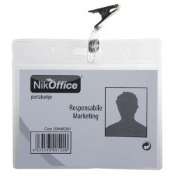 Porta badge in PVC lucido con clip in metallo Nikoffice 9,4x5,8 cm