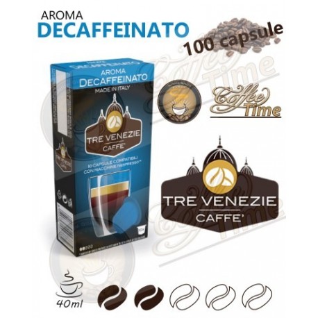 100 CAPSULE CAFFE' TRE VENEZIE NESPRESSO DECAFFEINATO CREMOSO