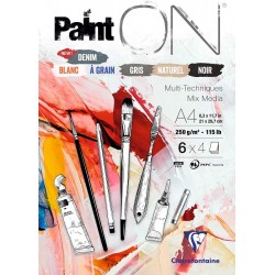 Paint'On Denim incollato in blocco A4 30F 250g 6 Colori Clairefontaine