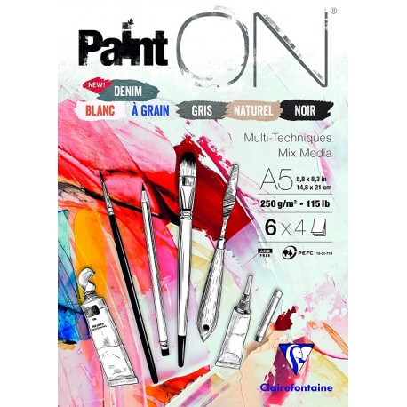 Paint'On Denim incollato in blocco A5 30F 250g 6 Colori Clairefontaine