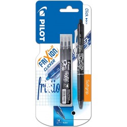 Penna roller a scatto FriXion Clicker a inchiostro gel cancellabile + 3 refill inclusi nella confezione Nero