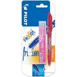 Penna roller con Tappo FriXion a inchiostro gel cancellabile + 3 refill inclusi nella confezione Rosa