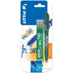 Penna roller con Tappo FriXion a inchiostro gel cancellabile + 3 refill inclusi nella confezione Verde