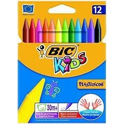 Bic Kids Plastidecor Pastelli Colorati Confezione da 12 Pastelli Colori Assortiti