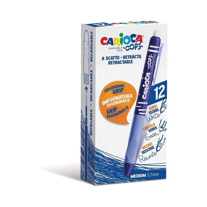 Penne Carioca Oops Cancellabile a Scatto Blu Scatola da 12pz